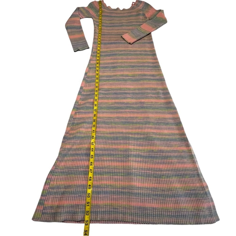 Anthropologie Daily Practice Striped Sweater Dress Maxi Colorful Boat Neck L - Picture 8 of 16